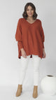 Pier Jumper - Oversized Batwing Knit Jumper in Terracotta