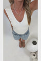 Ryder Top - V Neck Sleeveless Tank Top in White