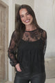Denni Top - Lace Empire Bustline Pull Over with Matching Singlet Underlay in Black