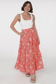 Billy Maxi Skirt - Tiered Crochet Insert Skirt in Kalah Print Orange