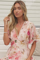 Marion Mini Dress - Lace Trim Tiered Dress with Flutter Sleeves in Lucy Print