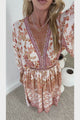 Zelle Maxi Dress - V Neck Batwing Sleeve Dress with Side Splits in Taya Print Orange