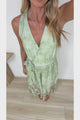 Lira Jumpsuit - V-Neck Wide Leg Pant Jumpsuit with Belt in Ferngully Print