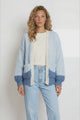 Rosie Cardigan - Cropped Colour Block Cardigan in Baby Blue