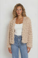 Hilton Jacket - Faux Fur Open Front Jacket in Beige