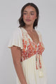 Amaya Midi Dress - Shirred Cap Sleeve A Line Dress in Marella Print Tangerine
