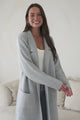 Samson Cardigan - Folded Lapel Collar Coatigan with Pockets in Grey