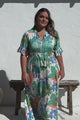 Jemina Maxi Dress - V-Neck Elasticated Waist A-Line Dress in Meaghan Print