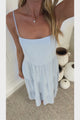 Palmer Midi Dress - Tiered Sun Dress with Pockets in Blue