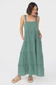 Bailie Maxi Dress - Rick Rack Detailed Sun Dress with Pockets in Green