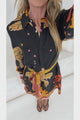 Ruby Mini Dress - Collared Shirt Balloon Sleeve Dress with Matching Belt in Midnight Desert Print