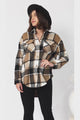 Diego Shacket - Relaxed Fit Checkered Shirt Jacket with Scoop Hemline in Black