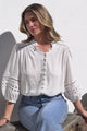 Alyce Shirt - Mandarin Collar Cut Out Detailed Sleeve Button Down in White