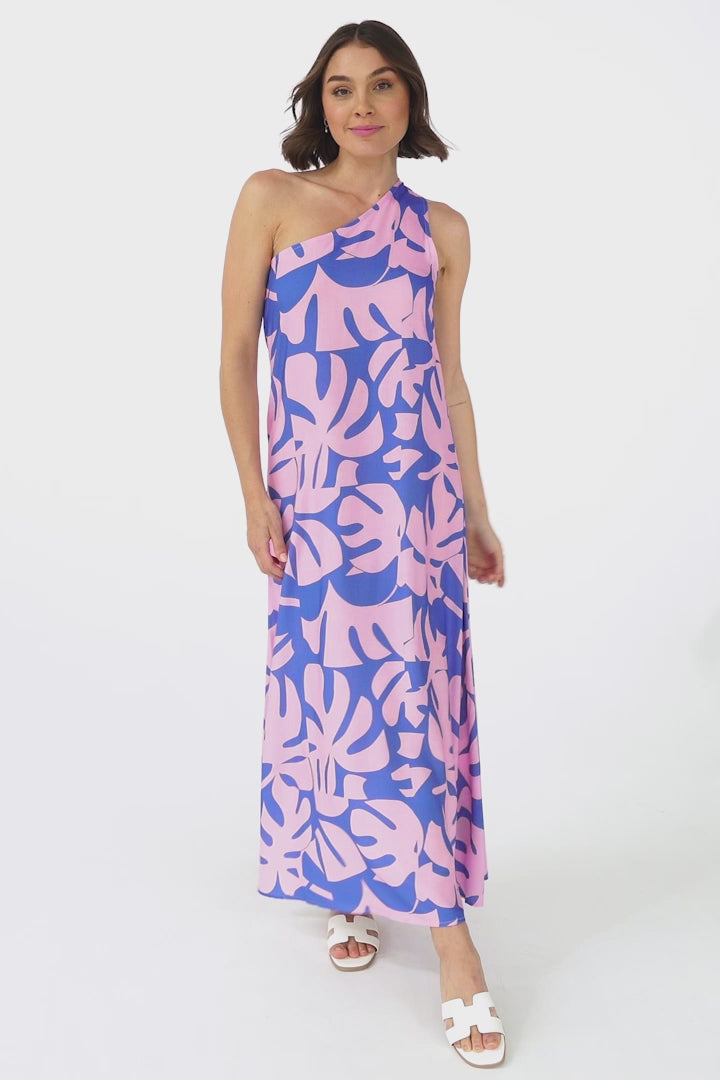 Polly Maxi Dress - One Shoulder Sun Dress in Noa Print