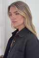 Steele Shirt - Collared Button Down Shirt with Contrast Stitching in Black