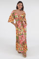 Yanna Maxi Dress - On or Off Shoulder A Line Dress with Elasticated Back in Labelle Print Peach