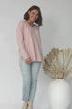 Mayanna Jumper - Lightweight V Neck Knit Jumper with Side Splits in Rose