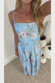 Citrine Jumpsuit - Adjustable Strap Sqaure Neck Wide Leg Jumpsuit with Splits and Waist Tie in Miranda Print