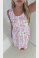 Sable Midi Dress - Round Neck Sleeveless Dress with Pockets in Liberty Print Pink