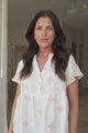 Siempre Top - Mandarin Collar Peplum Hem Top in Gigi Print White
