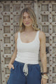 Phaedra Singlet Top - Ribbed Scooped Neck Singlet in White