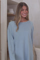 Rylee Jumper - Crew Neck Long Sleeve Pullover with Side Splits in Powder Blue