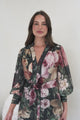 Langdon Midi Dress - Mandarin Collar Button Down Dress with Matching Belt in Annalisa Print