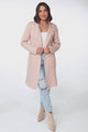 Kinny Cardigan - Collared Contrast Stitching Cardigan in Pink