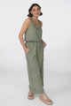 Bailie Linen Set - Boxy Top and Pant Set with Rick Rack Detailing in Khaki