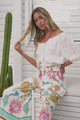 Charli Pants - Paper Bag High Waisted Wide Leg Pants in Bassena Print