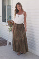 Zia Maxi Skirt - High Waisted Skirt with Tassel Waist Tie and Front Splits in Amani Print