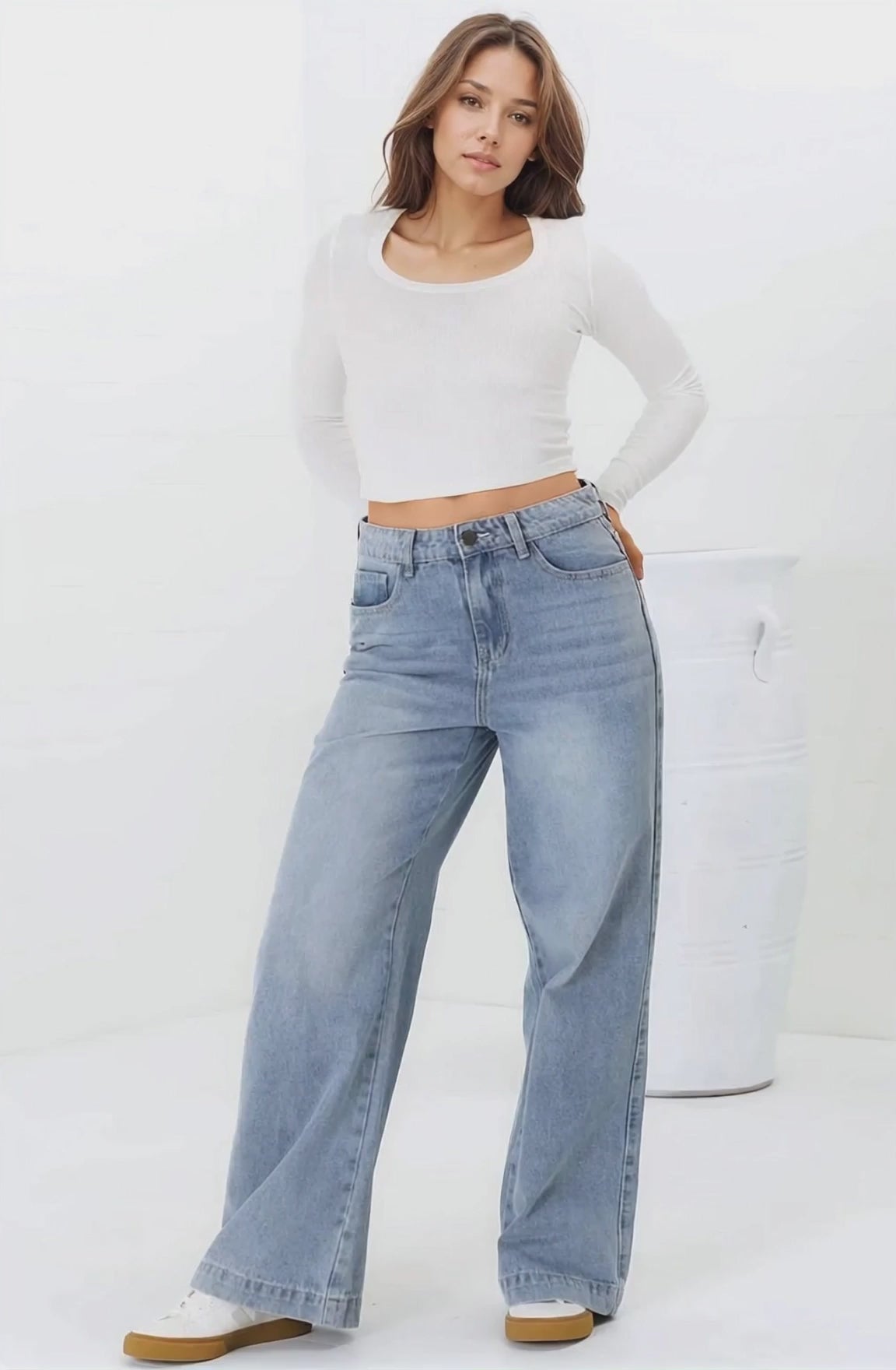 Medusa Jeans - High Waisted Wide Leg Jeans in Light Denim