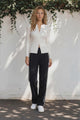 Tori Knit Top - Buttoned Down Long Sleeve Ribbed Knit in White