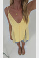 Andros Cami - V Neck Button Down Top with Crochet Net Insert Pants in Yellow