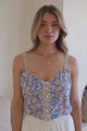 Caty Top - Adjustable Strap Buttoned Down Cami in Keani Print