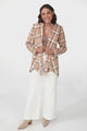 Telma Coat - Checkered Collared Coat with Matching Belt in Blush