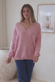 Donoven Jumper - V Neck Lightweight Knit with Ribbed Hemlines in Boysenberry
