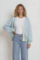 Rosie Cardigan - Cropped Colour Block Cardigan in Blue/Green