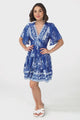 Sana Mini Dress - Bell Sleeve Button Down V Neck Dress in Briella Print