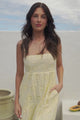 Giulia Maxi Dress - Floral Embroidered Sun Dress in Light Lemon