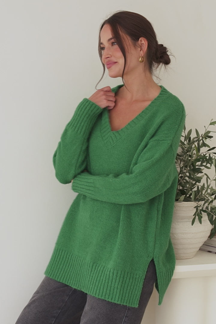 Jonas Jumper - Relaxed High-Low Jumper With Seam Splits In Green