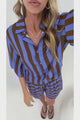 Mirian Button Up Shirt And Shorts Set in Blue Stripe