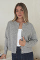 Caelan Cardigan - Crew Neck Tortoise Shell Button Crop Knit in Grey