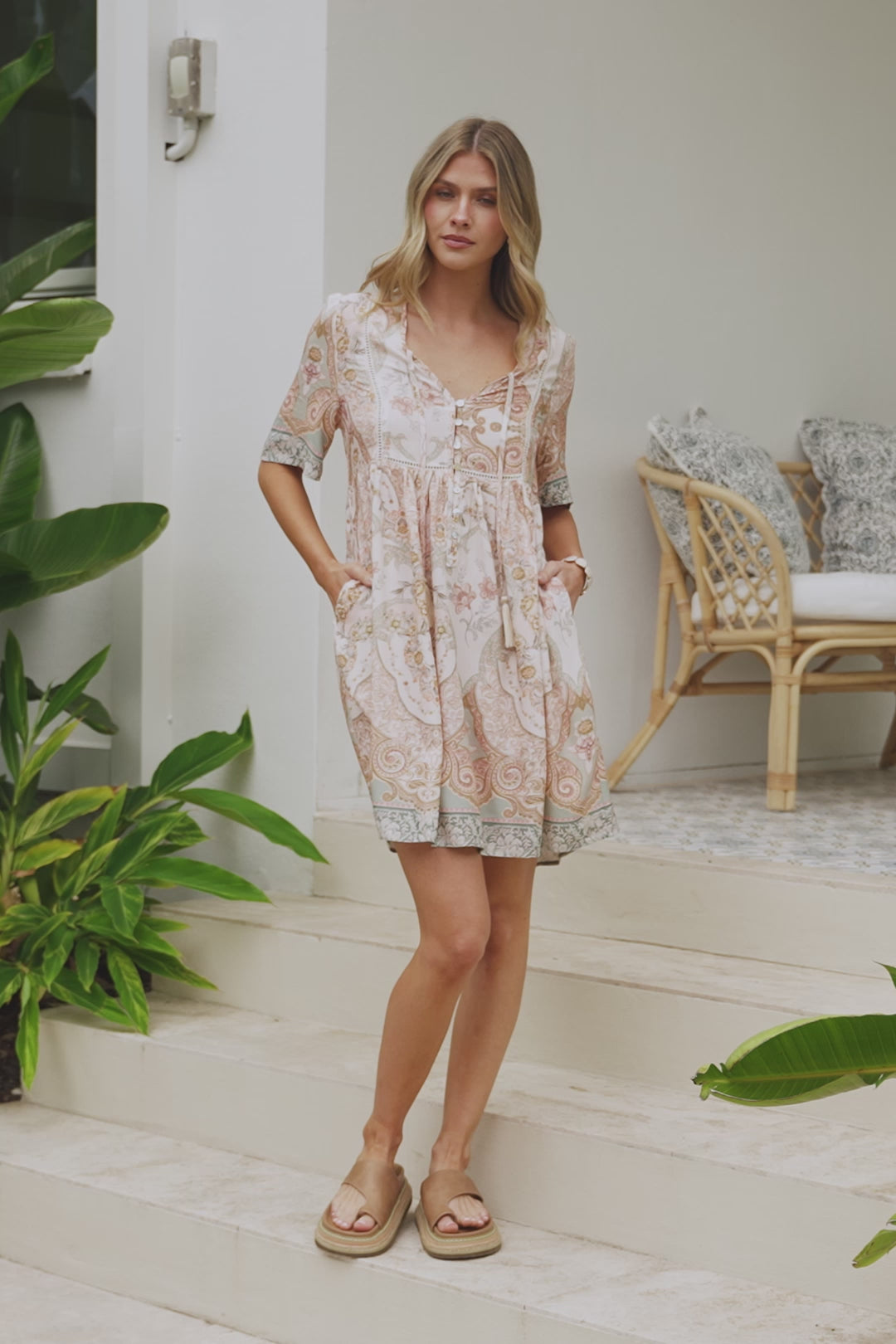 Chia Mini Dress - Babydoll Dress in Gwendolyn Print