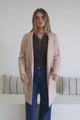 Keagan Cardigan - Folded Lapel Collar Coatigan with Pockets in Camel