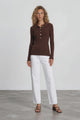 Alexander Knit Top - Ribbed Knit Top with long fitted Sleeves Brown
