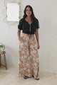 Lyanna Pants Paper Bag High Waisted Wide Leg Pants with Floral Print