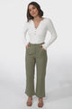 Kinley Jeans - High Waisted Flare Leg Jeans in Army Green