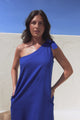 Tia Maxi Dress - One Shoulder with Tie Sun Dress in Electric Blue
