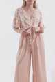 Emani Top - Cape Sleeve Crochet Trim Tie Front Top in Bindy Print